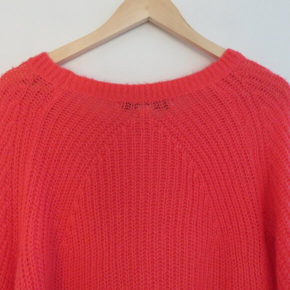 NAADAM Open Knit Bell Sleeve Tied Sweater in Coral Pink Bright - Size S - Picture 10 of 14